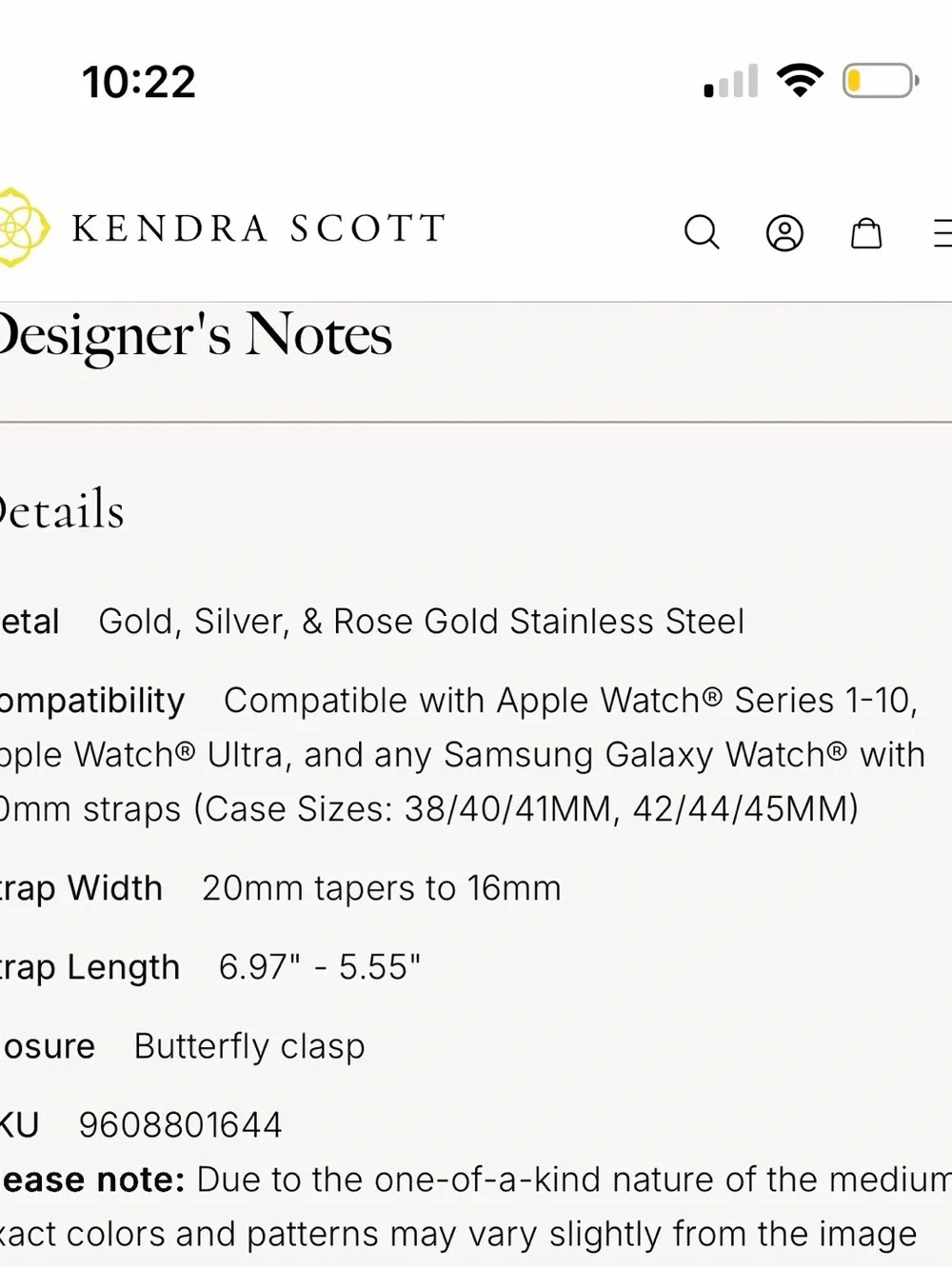 Kendra Scott Gold-Tone Link Watch Band